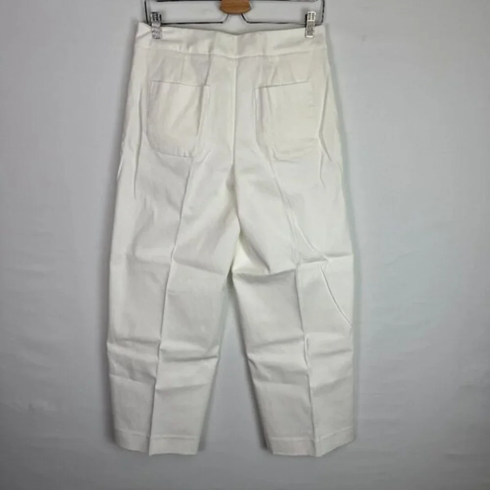 Everlane The Wide Leg High Rise Cotton Work Preppy Pant Off White 4 - Picture 2 of 7
